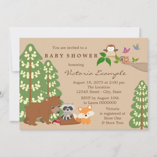 Invitation Fête de Bébé en Forêt (Devant)