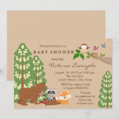 Invitation Fête de Bébé en Forêt (Devant / Derrière)