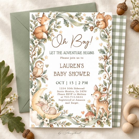 Invitation Fête de Bébé en Forêt