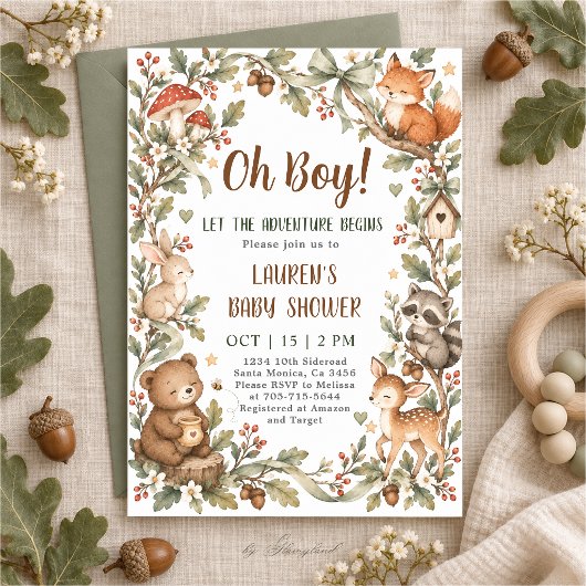 Invitation Fête de Bébé en Forêt