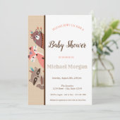 Invitation Fête de bébé en forêt Animaux de la forêt (Debout devant)