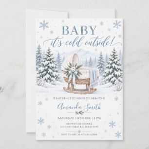 Invitation Fête de bébé en forêt hivernale Il fait froid deho