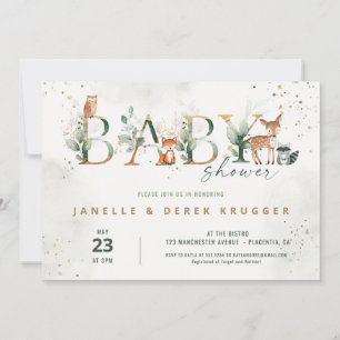 Invitation Fête de bébé en forêt verdoyante