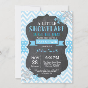 Invitation Fête de bébé en hiver - Tableau noir flocon de nei