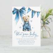 Invitation Fête de Bébé en Jean Bleu Bébé (Debout devant)