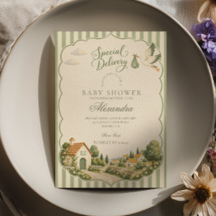 Invitation Fête de bébé en livraison spéciale Sage Cottage