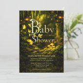 Invitation Fête de bébé enchantée de conte de fées en forêt (Debout devant)