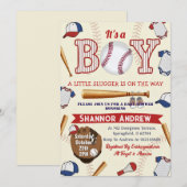 Invitation Fête de bébé équipe de baseball Swing personnel (Devant / Derrière)