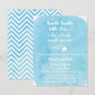 Invitation Fête de Bébé Étoile Brillante Tireur