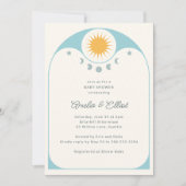 Invitation Fête de bébé étoile lune céleste moderne Bleu doux (Devant)
