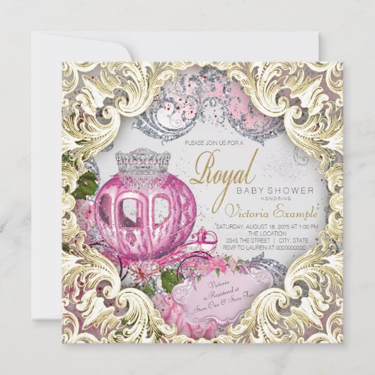 Invitation Fête de bébé Fancy Royal Princess (Devant)