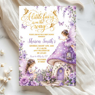 Invitation Fête de Bébé Fée de la Forêt Enchantée Violette