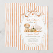 Invitation Fête de Bébé Ferme de Canard Chiot Citrouille Arc (Devant / Derrière)