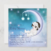 Invitation Fête de bébé fille à la Lune Violette (Dos)