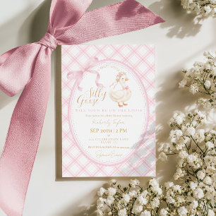 Invitation Fête de Bébé Fille Arc-en-ciel Rose Coquette Silly