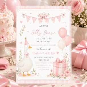 Invitation Fête de Bébé Fille Arc-en-ciel Rose Préparée Silly