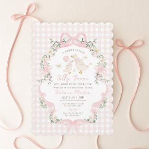 Invitation Fête de Bébé Fille Arc-en-Ciel Silly Goose Rose