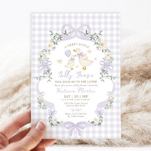 Invitation Fête de Bébé Fille Arc-en-ciel Silly Goose Violet