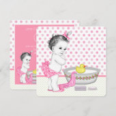 Invitation Fête de Bébé Fille au Bain (Devant / Derrière)