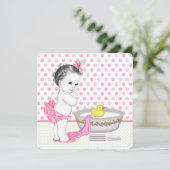 Invitation Fête de Bébé Fille au Bain (Debout devant)