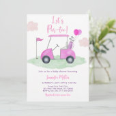 Invitation Fête de bébé fille au golf rose Par-tee (Debout devant)