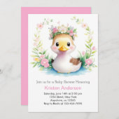 Invitation Fête de Bébé Fille au Plaisir de Canard (Devant / Derrière)