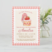 Invitation Fête de Bébé Fille au thème de Fraise Douce Aquare (Debout devant)