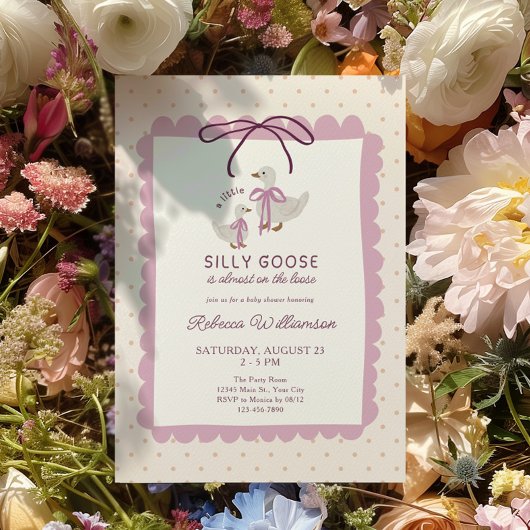 Invitation Fête de bébé Fille au thème Dindeau Rose