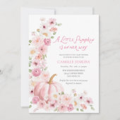 Invitation Fête de bébé fille aux fleurs de citrouille rose (Devant)