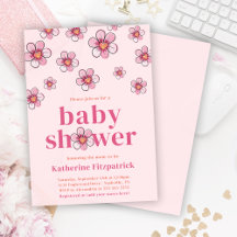 Fête de bébé fille aux fleurs de marguerite rose 