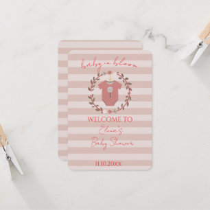 Invitation Fête de bébé fille aux rayures roses et blush Dust