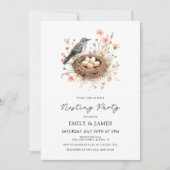 Invitation Fête de Bébé Fille avec Thème Floral Mignon (Devant)