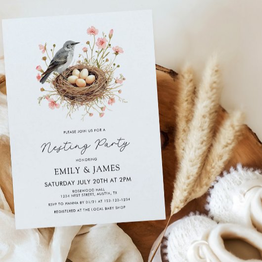 Invitation Fête de Bébé Fille avec Thème Floral Mignon