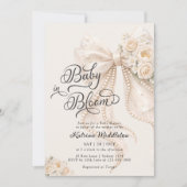 Invitation Fête de bébé fille Baby in Bloom Bow (Devant)