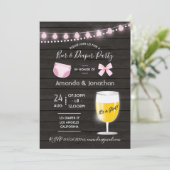 Invitation Fête de bébé fille Baby Shower à bière et couchett (Debout devant)