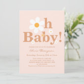 Invitation Fête de bébé fille Boho Daisy (Debout devant)