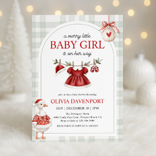 Invitation Fête de bébé fille canard Noël Little Girl