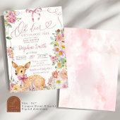 Invitation Fête de Bébé Fille Cerf Forêt Enchantée