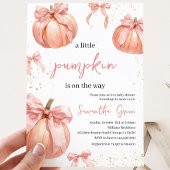 Invitation Fête de bébé Fille Citrouille à Ruban Rose