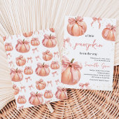 Invitation Fête de bébé Fille Citrouille à Ruban Rose