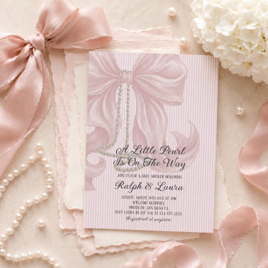 Invitation Fête de bébé fille Collier de perles