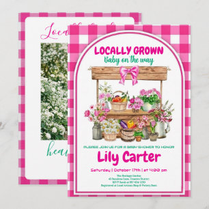 Invitation Fête de Bébé Fille Cultivée Localement, Coquette R