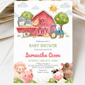 Invitation Fête de Bébé Fille de Ferme