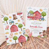 Invitation Fête de Bébé Fille de Ferme