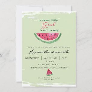 Invitation Fête de bébé fille d'été Pastèque Sucrée