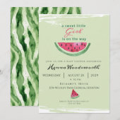Invitation Fête de bébé fille d'été Pastèque Sucrée (Devant / Derrière)