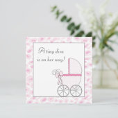 Invitation Fête de bébé fille diva voiture rose bébé léopard (Debout devant)