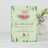 Invitation Fête de Bébé Fille Douce Pastèque Été  (Debout devant)