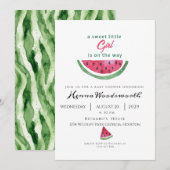 Invitation Fête de Bébé Fille Douce Pastèque Été (Devant / Derrière)