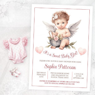 Invitation Fête de bébé fille douce pour la Saint-Valentin